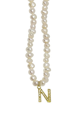 Linya Jewellery Kadın Mono Kum İnci N Gümüş Rengi Kolye Altın