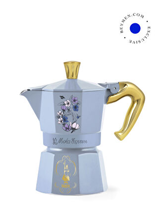 Bialetti Bridgerton Express Mavi Alüminyum Döküm 3 Cup Moka Pot -1