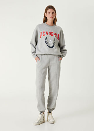 Academia Kadın Gri Logolu Jogger Pantolon Xs