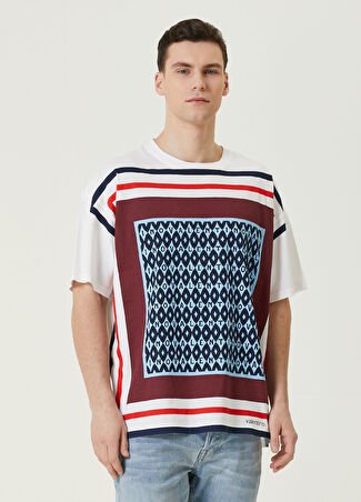 Valentino Erkek Lacivert Logo Desenli T-Shirt M