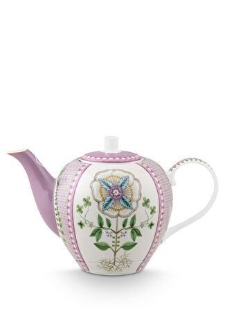 Pip Studio Lily & Lotus Porselen Demlik Mor -1