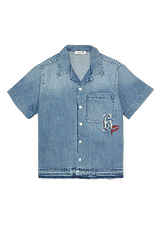 Golden Goose Erkek Çocuk Mavi Denim Gömlek 10 Yaş -1