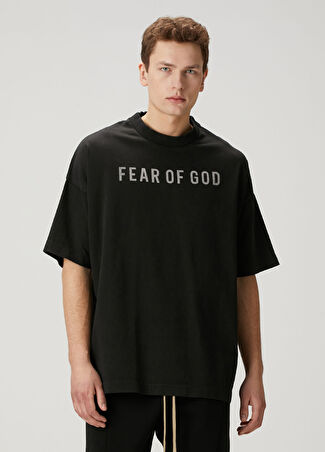 Fear Of God Erkek Siyah Logo Baskılı T-Shirt M