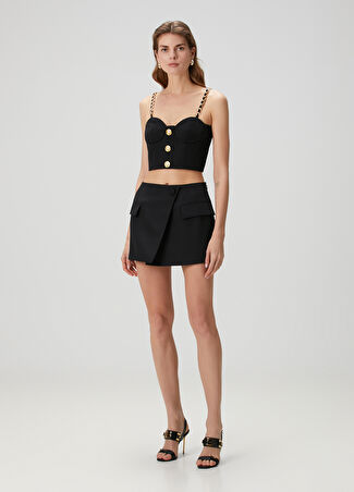 Balmain Kadın Siyah Mini Yün Etek 38 Fr -1