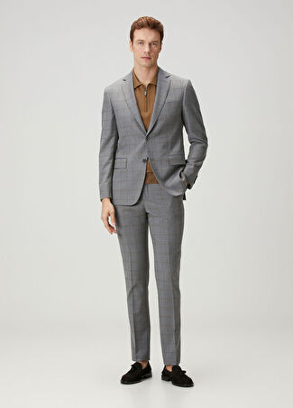Pal Zileri Erkek Vicenza Gri Ekose Desenli Yün Takım Elbise 48 It