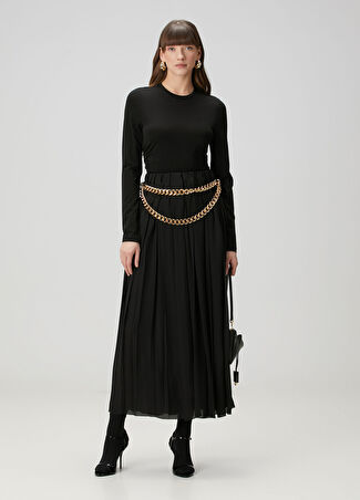 Balenciaga Kadın Siyah Pileli Midi Etek 36 It