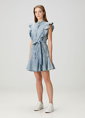 Lauren Ralph Lauren Lauren Ralph Kadın Mavi Mini Denim Elbise 4 Us