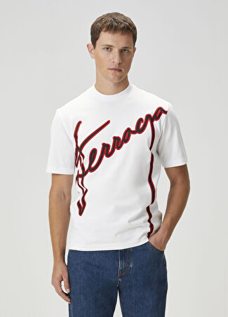 Ferragamo Erkek Beyaz Bordo T-Shirt M