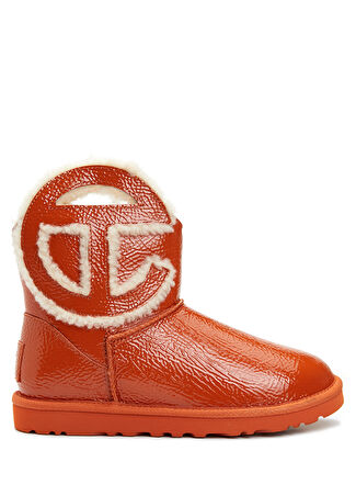 Ugg Kadın X Telfar Logo Mini Crinkle Deri Bot Turuncu 36