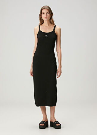 T By Alexander Wang Kadın Siyah Midi Elbise Xs