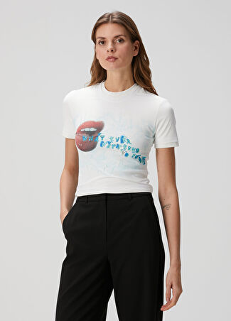 Christopher Esber Kadın Beyaz Baskılı T-Shirt 10 Us