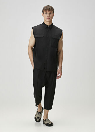 Rick Owens Erkek Siyah Beli Kordonlu Yün Cropped Pantolon 48 It