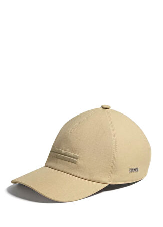 Zegna Erkek Logolu Keten Şapka Yeşil M -1