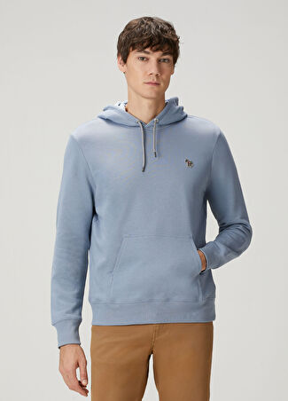 Ps Paul Smith Erkek Mavi Kapüşonlu Organik Pamuk Sweatshirt M