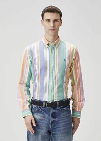 Polo Ralph Lauren Erkek Colorblocked Çizgili Gömlek Xl -1