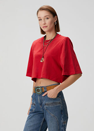 Isabel Marant Kadın Zaely Kırmızı Crop T-Shirt L