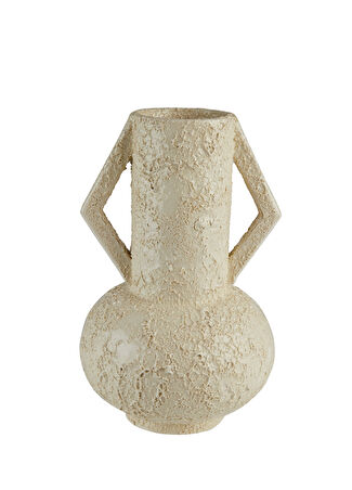 Frui Ceramics Dokulu Seramik Vazo Bej