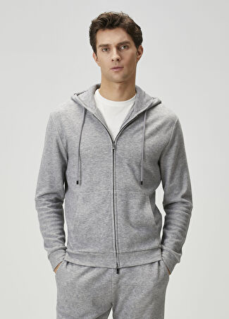Pal Zileri Erkek Gri Kapüşonlu Sweatshirt 50 It