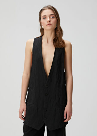 Mm6 Maison Margiela Kadın Siyah Yün Yelek 38 It