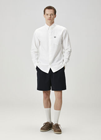 Fred Perry Erkek Koyu Mavi Pile Detaylı Şort Lacivert 34 -1