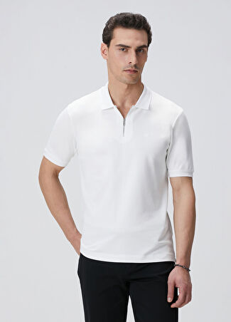 Network Erkek Kırık Beyaz Polo Yaka Örme T-Shirt Bej S