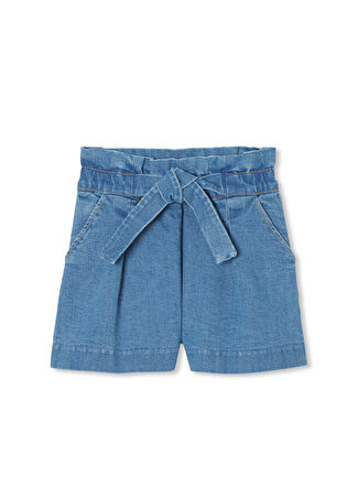 Jacadi Paris Kız Çocuk Mavi Bağcıklı Kemer Denim Şort 3 Yaş -1