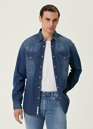 Barmas Erkek Mavi Denim Gömlek S