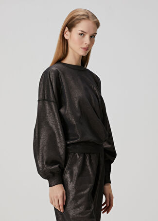 Etoile Isabel Marant Kadın Paulia Metalik Siyah Sweatshirt 34 Fr