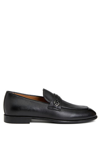 Ferragamo Erkek Siyah Deri Loafer 8.5 Uk -1