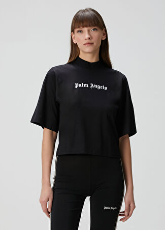 Palm Angels Kadın Siyah Logolu T-Shirt Xs