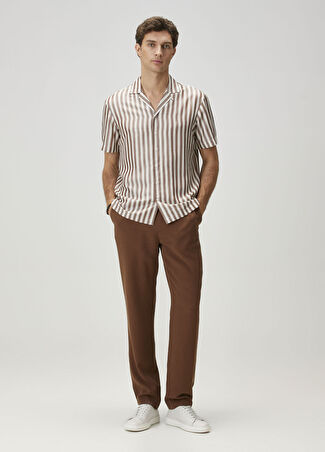 Collection Erkek Kahverengi Beli Kordonlu Lyocell Pantolon 54