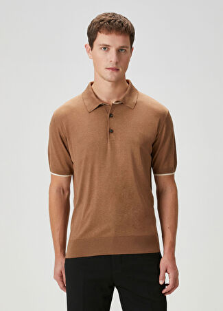 Retori Erkek Taba Polo Yaka İpek Triko Turuncu Xl