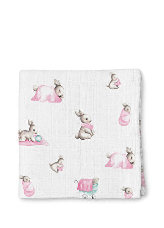 Deux Lapins Bebek Bébé Lapin Rose Müslin Örtüsü Pembe -1