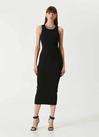 Msgm Kadın Layered Siyah Midi Elbise Xs