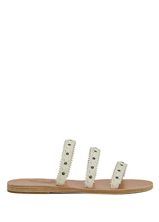 Ancient Greek Sandals Kadın Prostasia Kırık Beyaz Deri Terlik 36