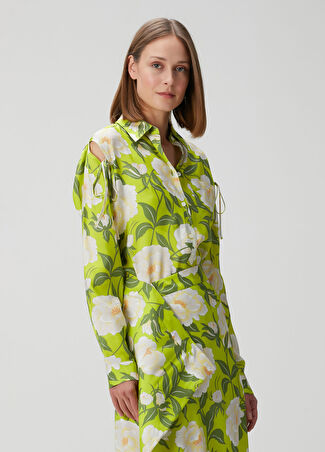 Kenzo Kadın Peonies Yeşil Çiçekli Gömlek Sarı 34 It