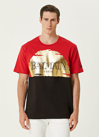 Balmain Erkek X Disney The Lion King Sunset Relaxed Fit T-Shirt Kırmızı L