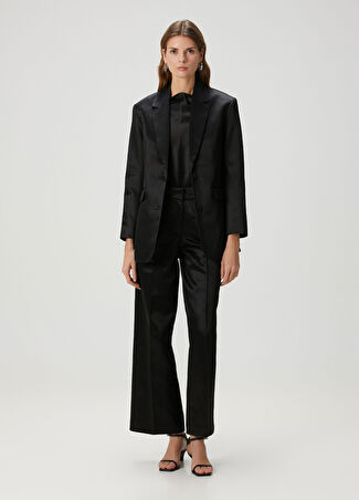 Allsaints Kadın Sae Relaxed Fit Wide Leg Siyah Saten Pantolon 4 Uk