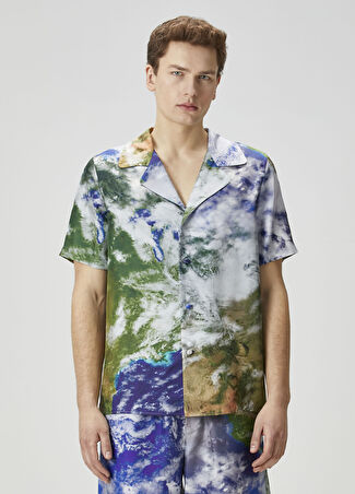 Balmain Erkek Colorblocked İpek Gömlek M