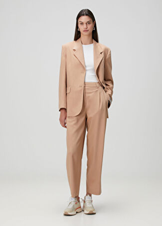 Maison Kitsune Kadın Camel Yün Casual Pantolon Kahverengi 34 Fr