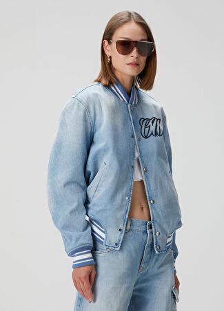 Off-white Kadın Mavi Bomber Denim Ceket 42 It