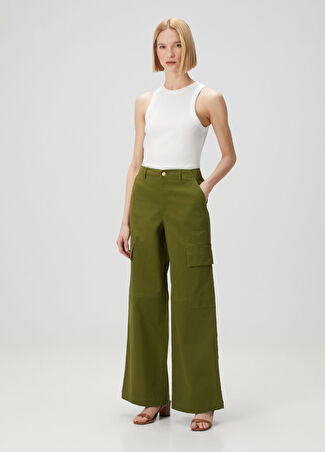 Michael Michael Kors Michael Kors Kadın Haki Wide Leg Kargo Pantolon 4 Us