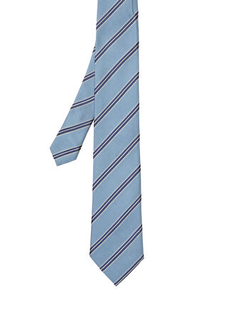 Zegna Erkek Mavi İpek Kravat