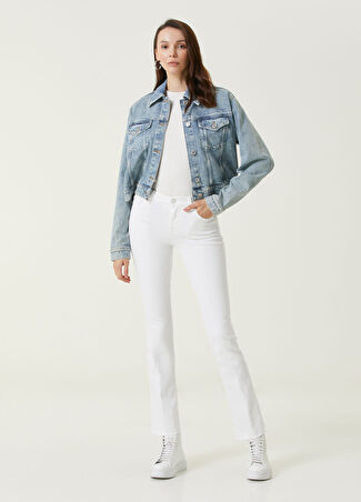 7 For All Mankind Kadın Beyaz Bootcut Jean Pantolon 26 Us