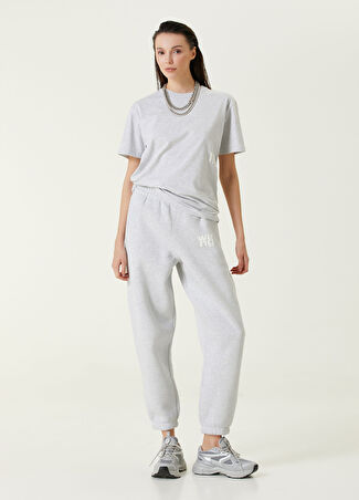 T By Alexander Wang Kadın Açık Gri Logolu Eşofman Altı L