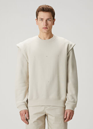 Heliot Emil Erkek Kırık Beyaz Sweatshirt L