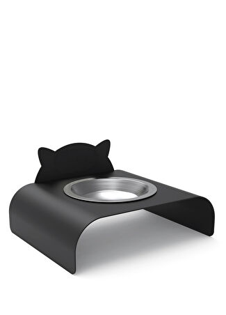 Oobje Purr Siyah Metal Kedi Mama Kabı -1