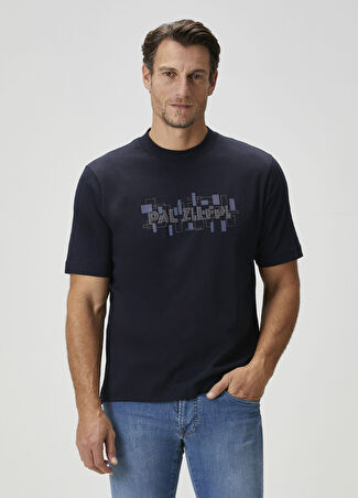 Pal Zileri Erkek Lacivert Logo Baskılı T-Shirt 50 It