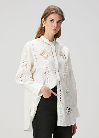 Isabel Marant Kadın Soeline Beyaz Nakışlı Gömlek 38 Fr