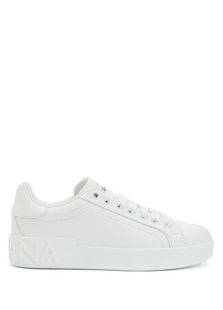 Dolce&gabbana Kadın Portofino Beyaz Logo Detaylı Deri Sneaker 39.5 -1